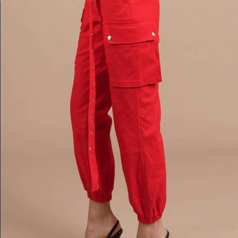 New red Cargo Pant with Belt from Dolls Kill